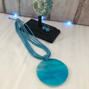 Turquoise Abalone Shell Choker with Earrings